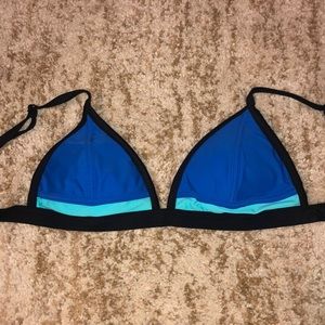 DESIGN LAB Triangle Blue striped bikini top- Large